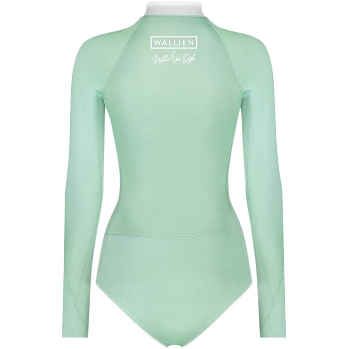 2024 Wallien Womens Nikki Van Dijk Bikini Cut 1mm Front Zip Springsuit Wetsuit 101006 - Aquamarine Gradient
